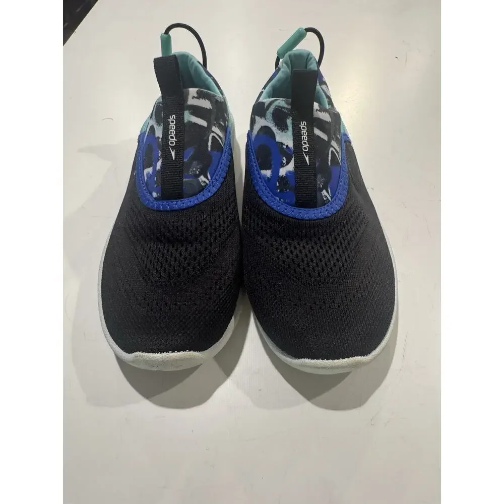 Speedo Surfwalker Water Shoes Kids Size 13 1 Black Blue Aqua Slip On
